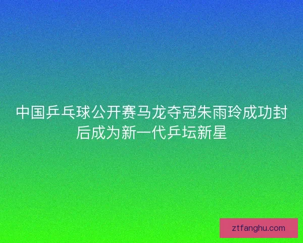 中国乒乓球公开赛马龙夺冠朱雨玲成功封后成为新一代乒坛新星