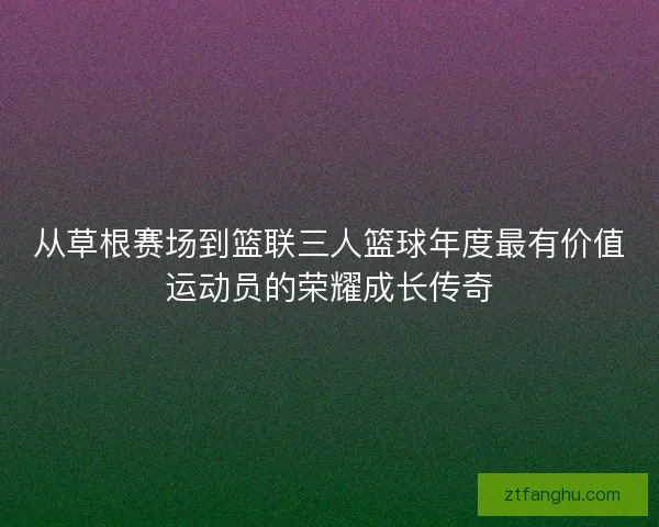 从草根赛场到篮联三人篮球年度最有价值运动员的荣耀成长传奇